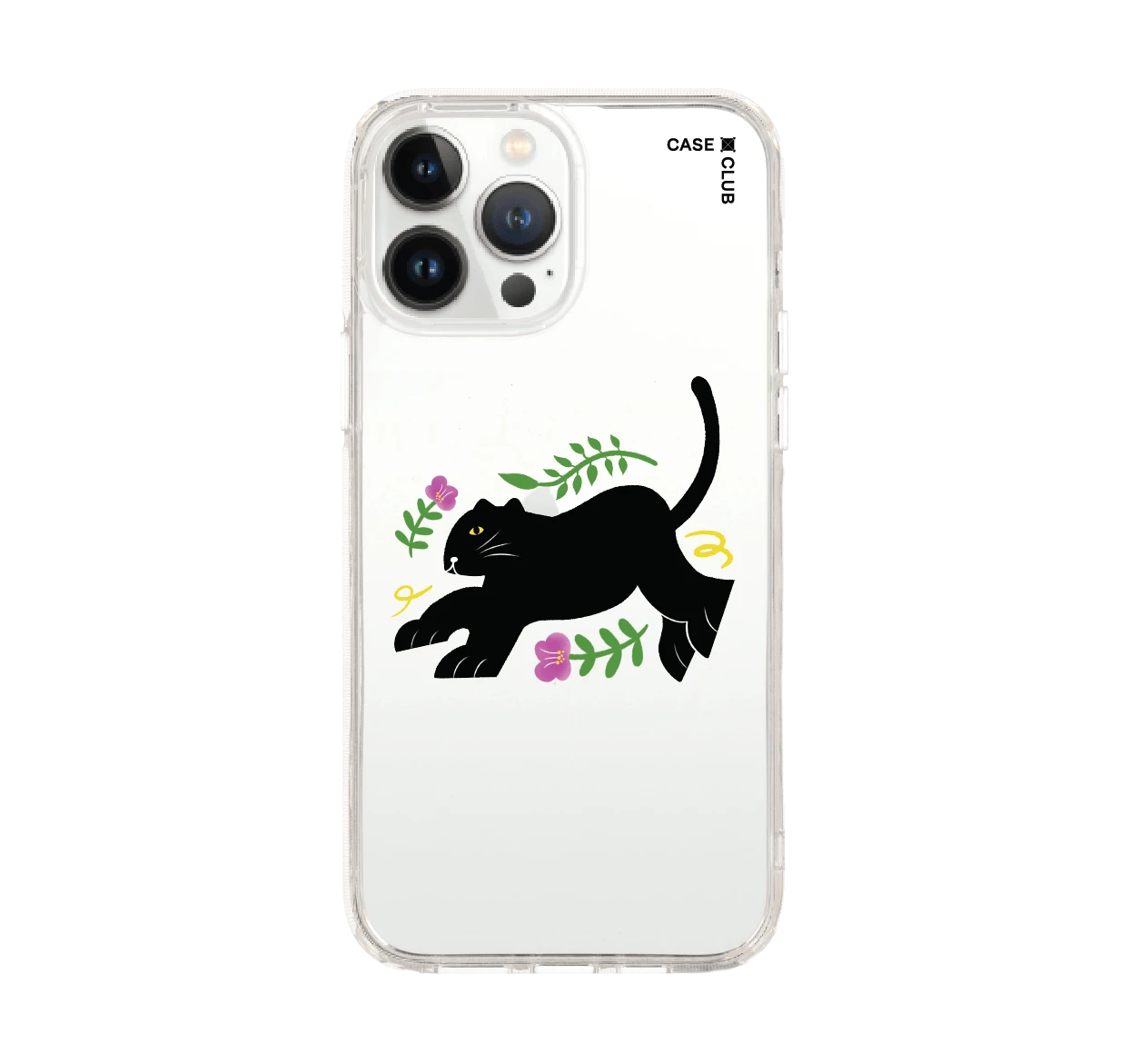 iphone 12/ 13 pro max clear case black tiger